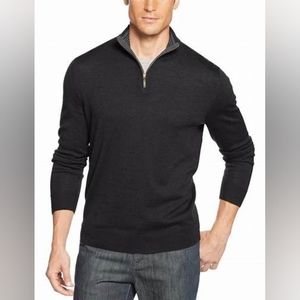 NWT, Men's Club Room Gray Quarter-Zip Merino Wool Blend Sweater